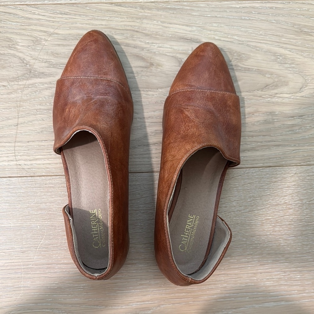 Catherines Brown Leather Flats Minimalist Design